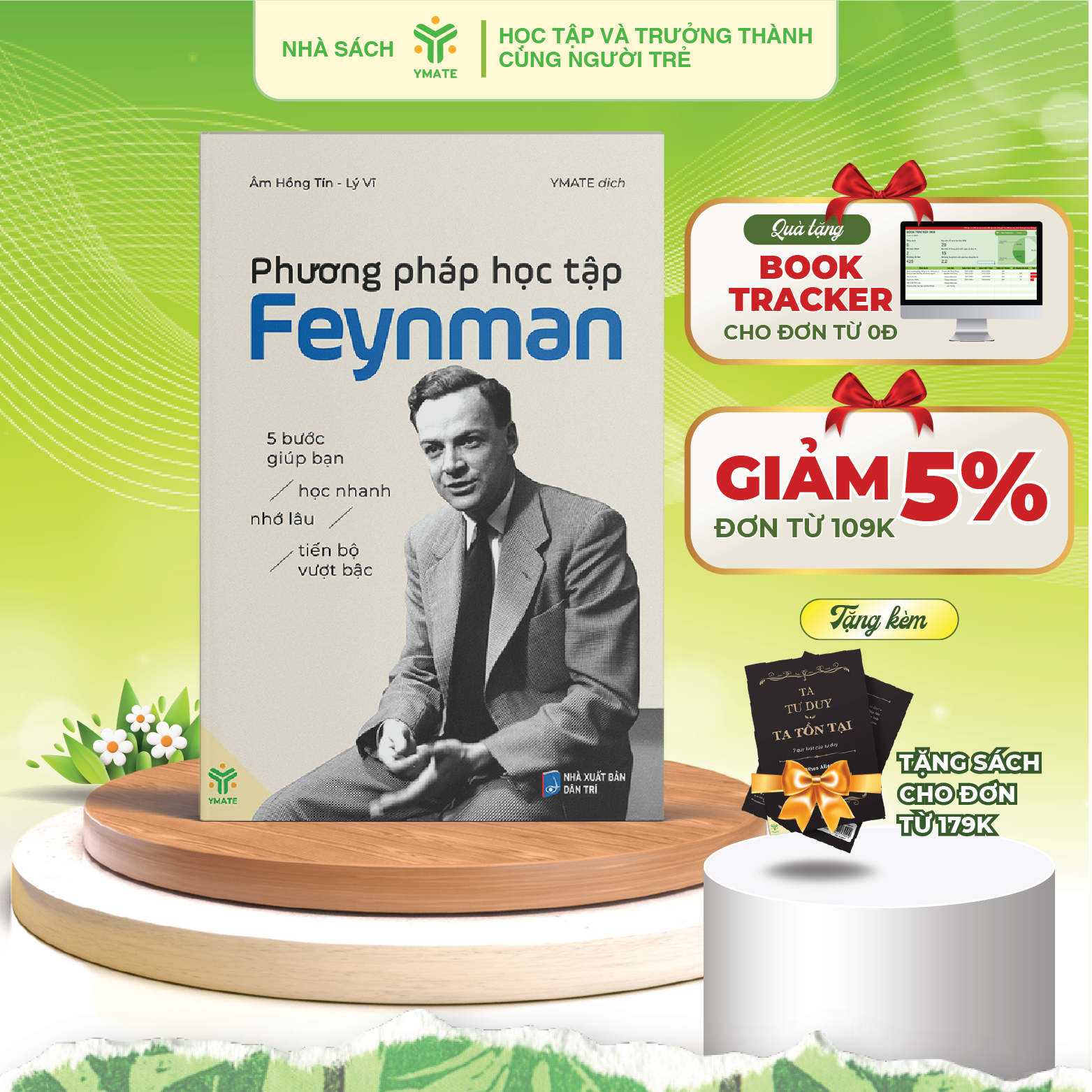 Sách - Phương Pháp Học Tập Feynman - 5 Bước Giúp Bạn Học Nhanh Nhớ Lâu Tiến Bộ Vượt Bậc - Ymate Books
